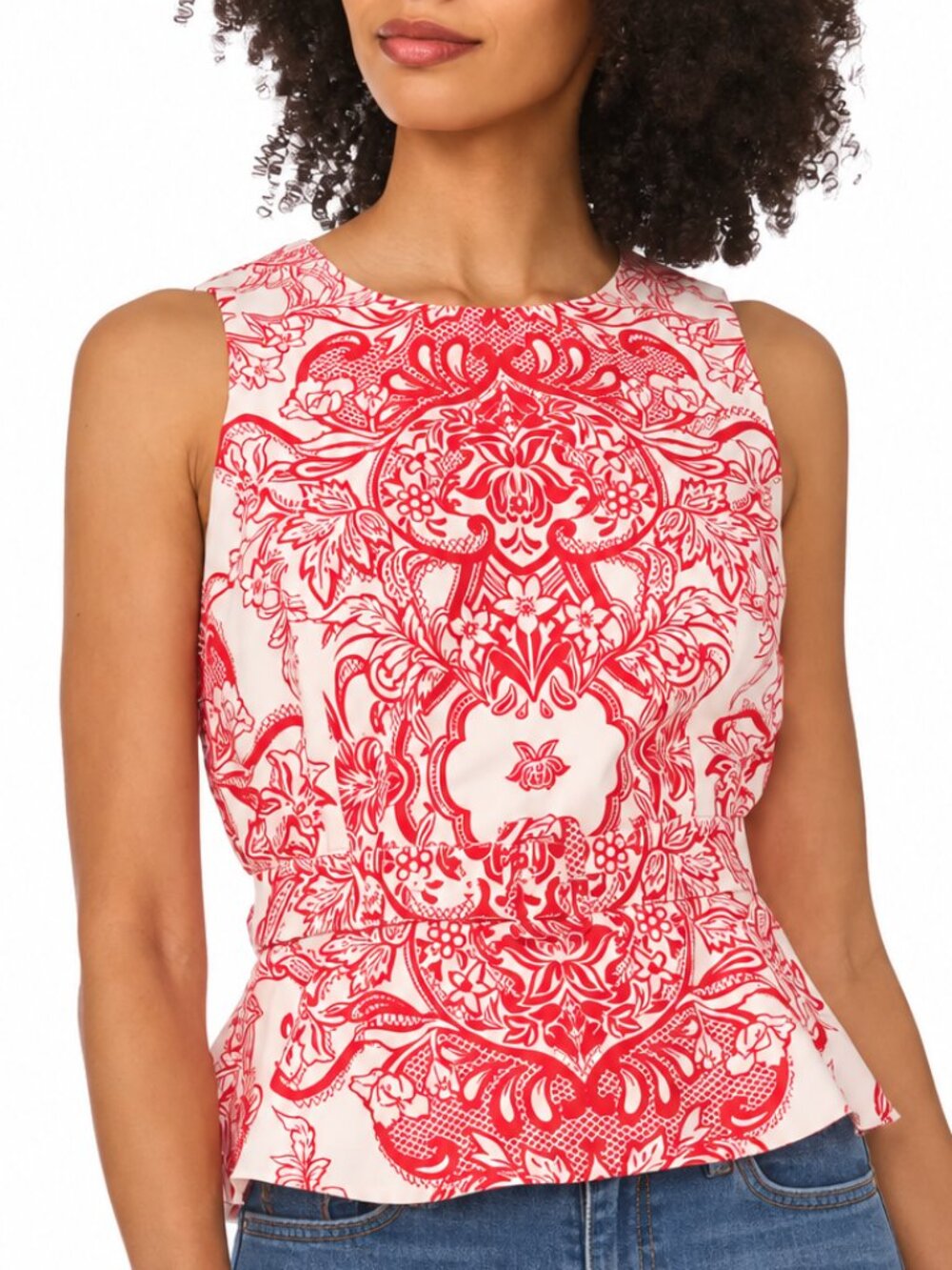 Ted Baker Belted Peplum Top Cotton Poplin – Classic Cherry – Size 2 / US 6 – NWT